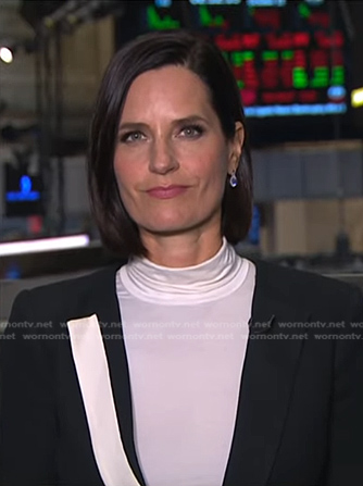 Contessa Brewer's black and white colorblock jacket on NBC News Daily