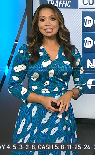 Adelle's blue print wrap dress on Today