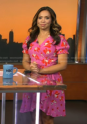 Adelle's pink floral wrap dress on Today