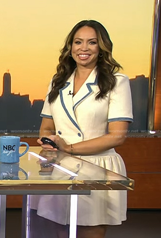 Adelle's white denim trim blazer dress on Today