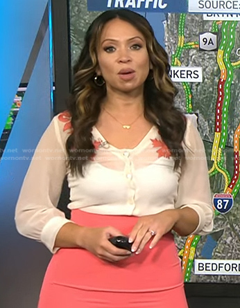 Adelle's white embroidered sheer blouse on Today