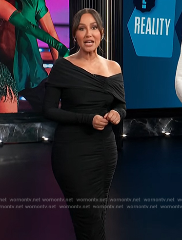 Adrienne's black ruched dress on E! News