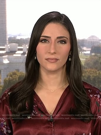 Allie Raffa's burgundy floral dress on NBC News Daily