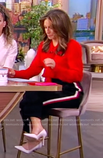 Alyssa's black side stripe pants on The View