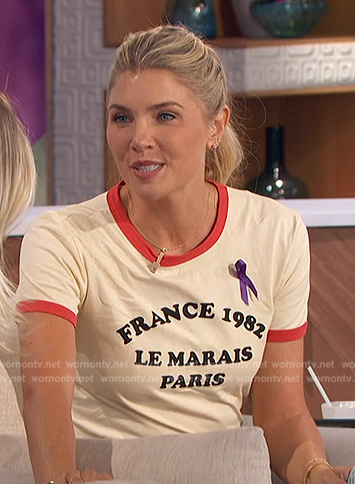 Amanda's France print ringer tee on The Talk
