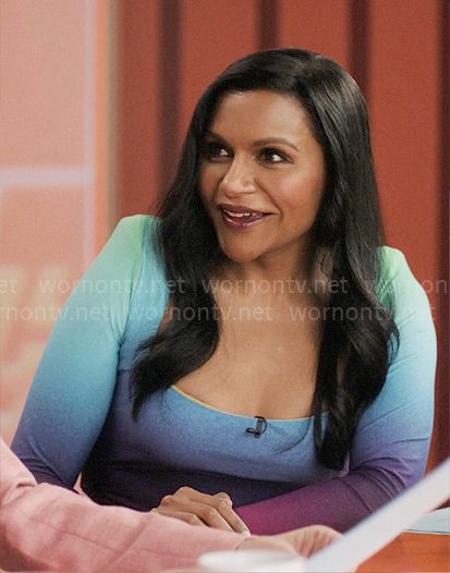 Audra's ombre square neck dress on The Morning Show