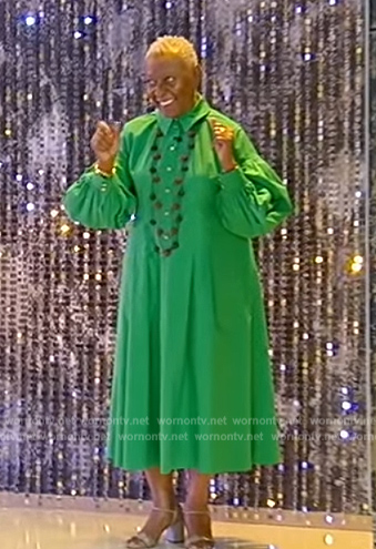 Bethann Hardison's green puff sleeve dress on Tamron Hall Show