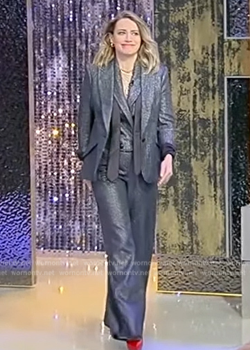 Bethany's gray jacquard suit on Tamron Hall Show
