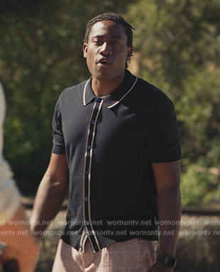 Luke's black contrast trim shirt on All Rise