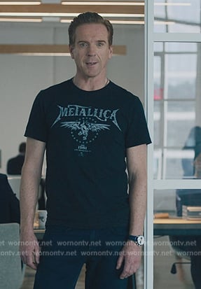 Bobby's black Metallic graphic tee on Billions