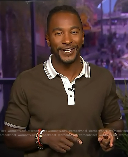 Scott's green contrast trim polo on Access Hollywood