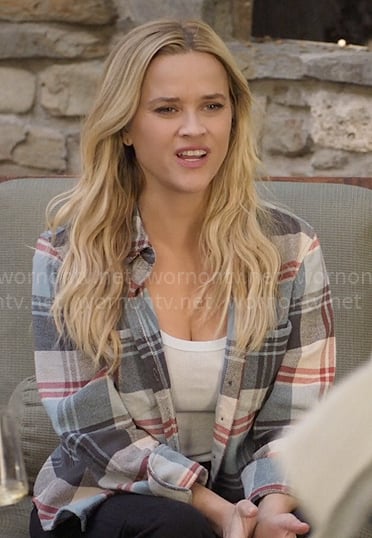 Bradley's plaid flannel shirt and sneakers on The Morning Show
