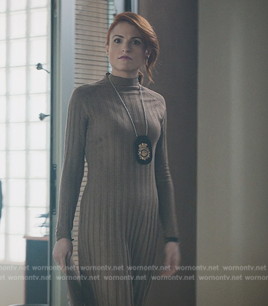 Luena's brown ribbed long sleeve dress on Elite