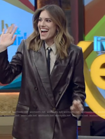 Allison Williams's brown leather blazer on Live with Kelly and Mark