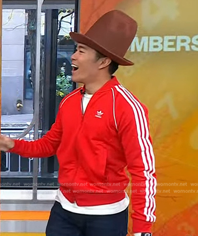 Brian Cheung's red Adidas track jacket on Today