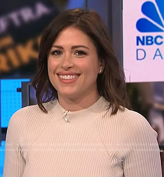 Chloe Melas's ivory ribbed dress on NBC News Daily