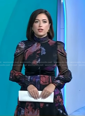 Chloes black print mock neck dress on Today