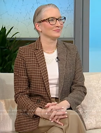 Clea Shearer's mixed plaid blazer on Tamron Hall Show