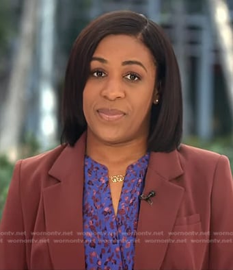 Dana Griffin's blue printed blouse on NBC News Daily
