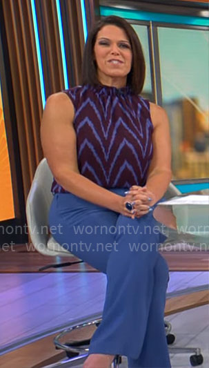 Dana Jacobson's purple zig zag print top on CBS Mornings
