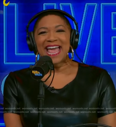 Deja Vu's black leather dress on Live with Kelly and Mark