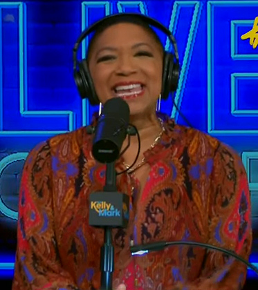 Deja Vu's paisley print dress on Live with Kelly and Mark
