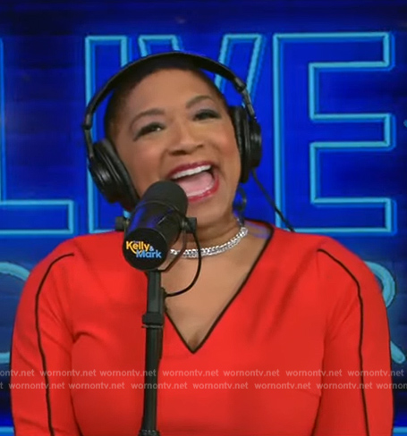 Deja Vu's red piping dress on Live with Kelly and Mark