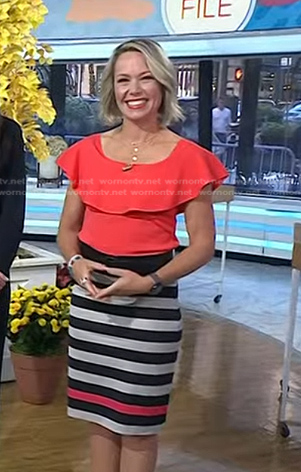 Dylan's red ruffle top and striped skirt on Today