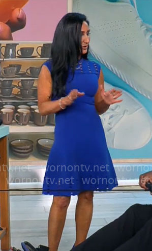Elizabeth Werner's blue fit and flare dress on CBS Mornings
