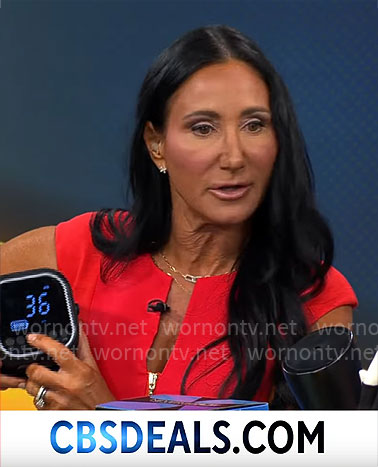 Elizabeth Werner's red zip-front peplum dress on CBS Mornings