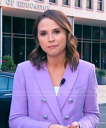 Elizabeth's lilac double breasted blazer on Good Morning America
