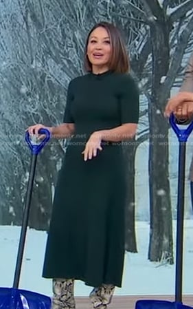 Eva's green ribbed dress on Good Morning America