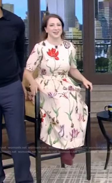 Elle Key's floral print midi dress on Live with Kelly and Mark