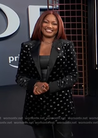 Garcelle's black embellished blazer on E! News