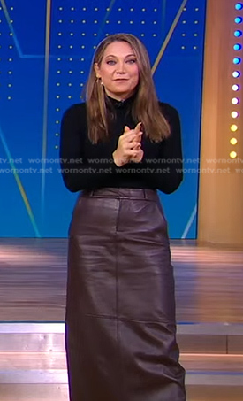 Ginger's brown leather skirt on Good Morning America