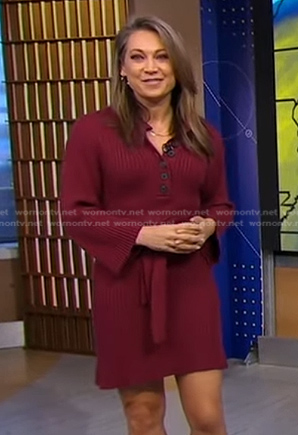 Ginger's burgundy ribbed dress on Good Morning America