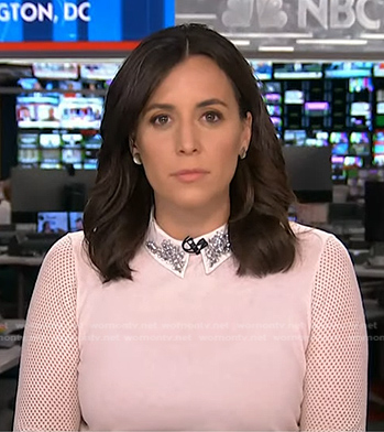 Hallie Jackson's pink embellished collar top on Today