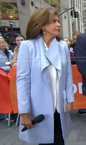 Hoda's light blue wrap coat on Today