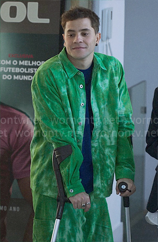 Ivan's green tie dye jacket and shorts set on Elite