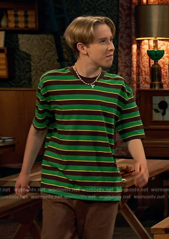 Jake's green stripe tee on Bunkd