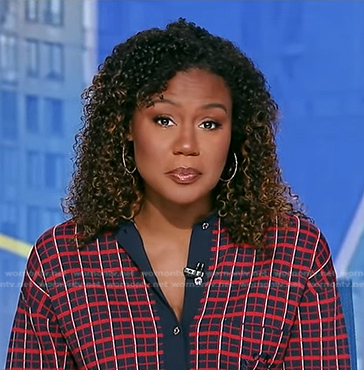 Janai's red plaid jacket on Good Morning America