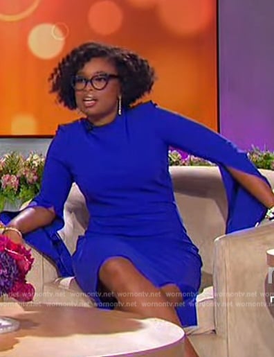 Jennifer's's blue split sleeve mini dress on The Jennifer Hudson Show