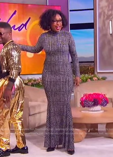 Jennifer's houndstooth print turtleneck dress on The Jennifer Hudson Show