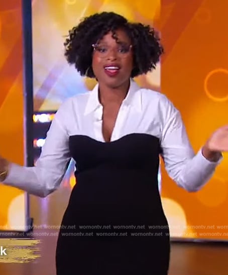 Jennifer Hudson's black and white shirtdress on The Jennifer Hudson Show