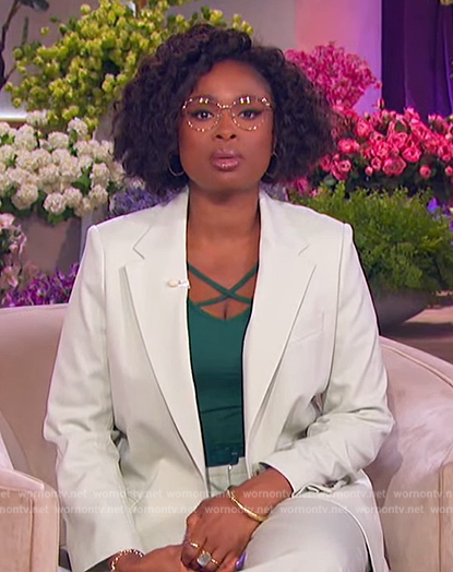 Jennifer Hudson's mint blazer and pants on The Jennifer Hudson Show