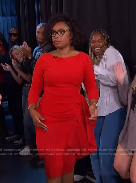 Jennifer Hudson's red ruffle side dress on The Jennifer Hudson Show