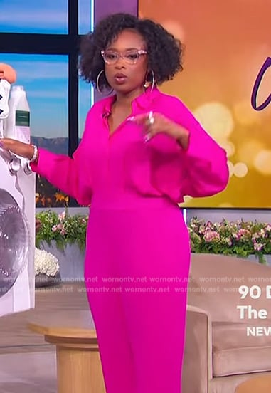 Jennifer's pink jumpsuit on The Jennifer Hudson Show