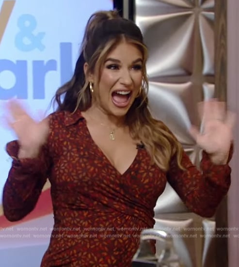 Jessie James Decker's floral print wrap dress on Live with Kelly and Mark