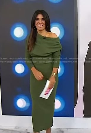 Joelle Garguilo's green off-shoulder dress on Today