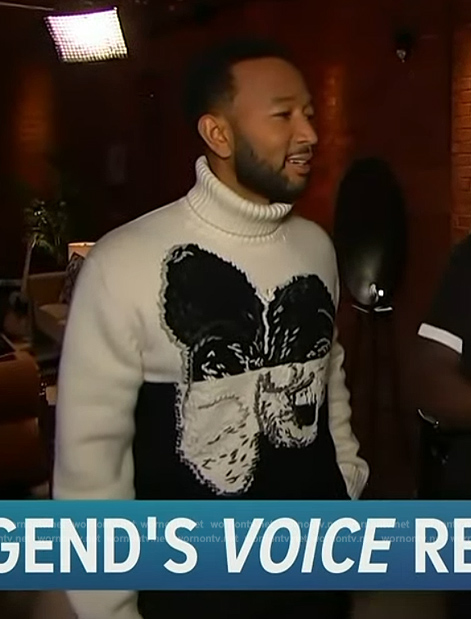 John Legend's abstract turtleneck sweater on Access Hollywood